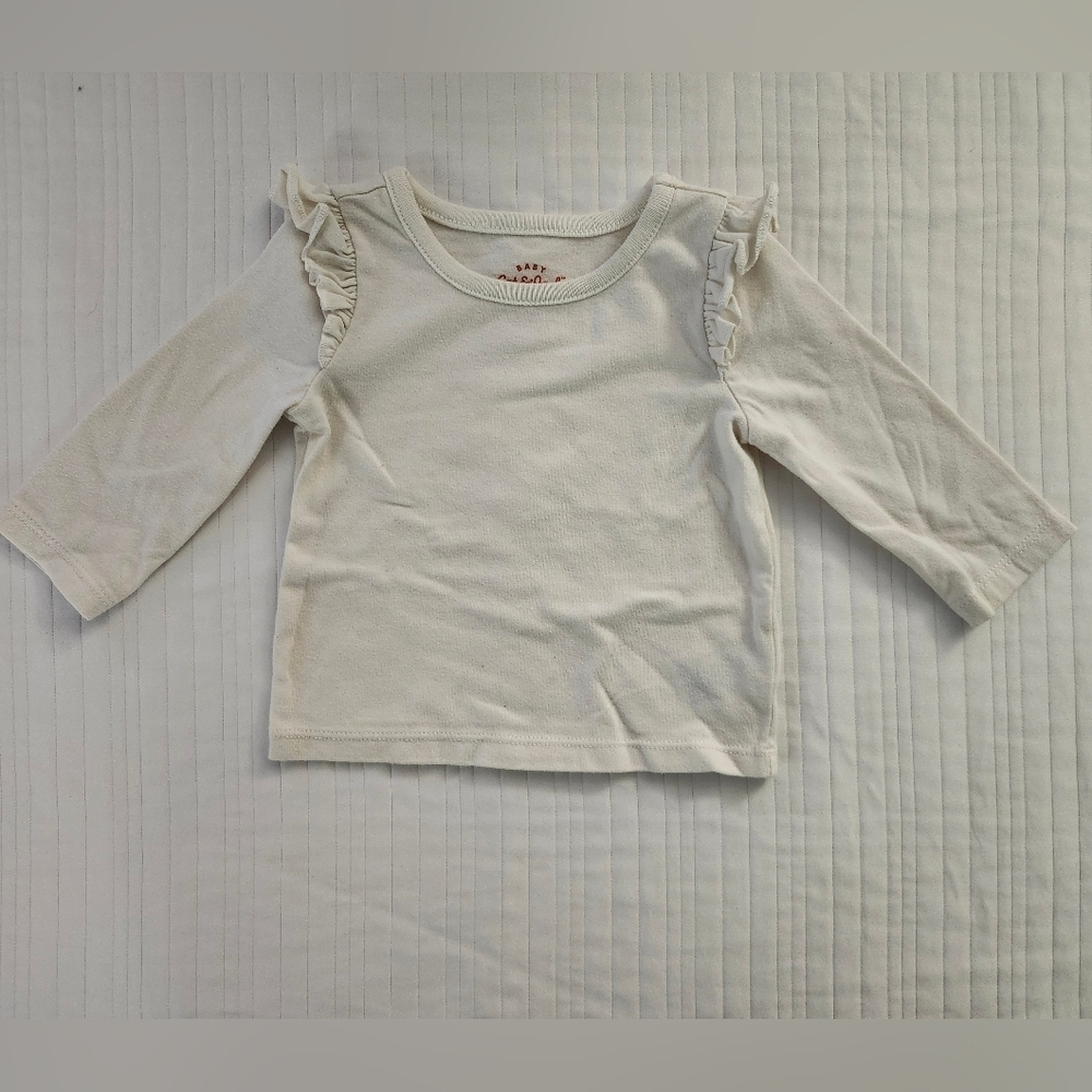 Cat & Jack Cream Long Sleeve Ruffle Top 0/3 Months